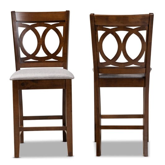 Baxton Studio - Lenoir Set of 2 Counter Stools in Grey/Walnut - RH315P-Grey/Walnut-PC view 2