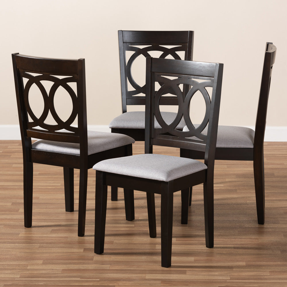 Baxton Studio - Lenoir Set of 4 Dining Chairs in Gray/Espresso - RH315C-Grey/Dark Brown-DC-4PK view 6