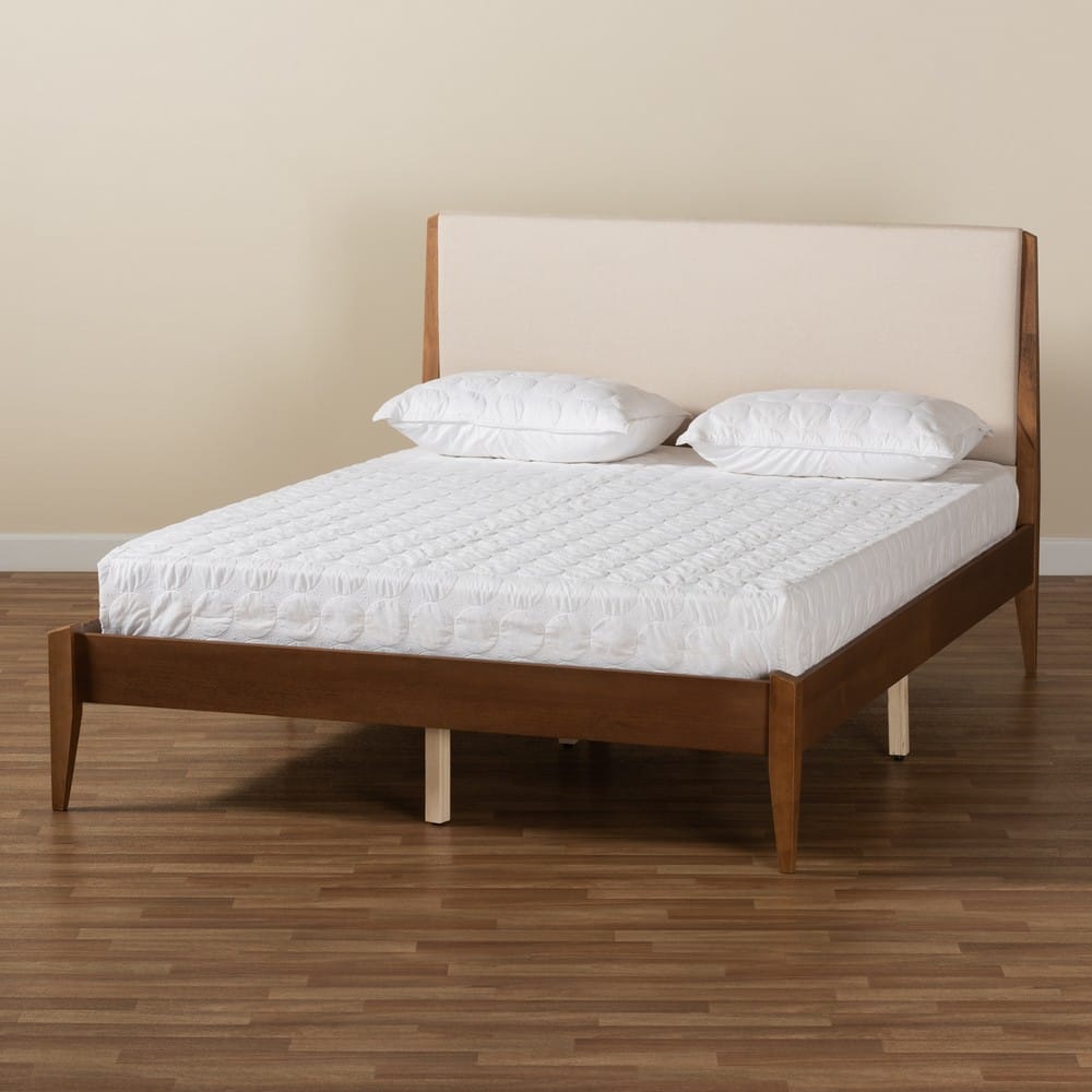 Baxton Studio - Lenora Queen Size Bed in Beige/Walnut Brown - MG0077S-Beige/Walnut-Queen view 8