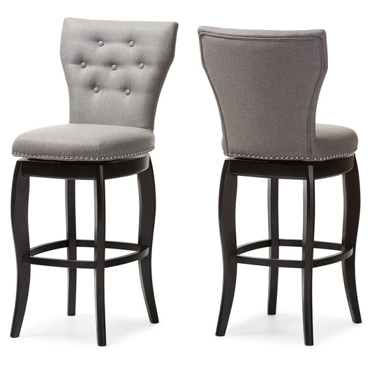 Baxton Studio - Leonice Set of 2 Bar Stools in Grey - BBT5222-Grey view 2
