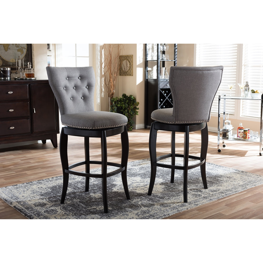 Baxton Studio - Leonice Set of 2 Bar Stools in Grey - BBT5222-Grey view 5