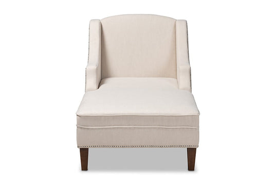 Baxton Studio - Leonie Chaise - CFCL3-Beige/Wenge-KD Chaise view 2