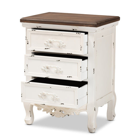 Baxton Studio - Levron End Table in Walnut Brown/Antique white - JY20B090-Antique White-ET view 2