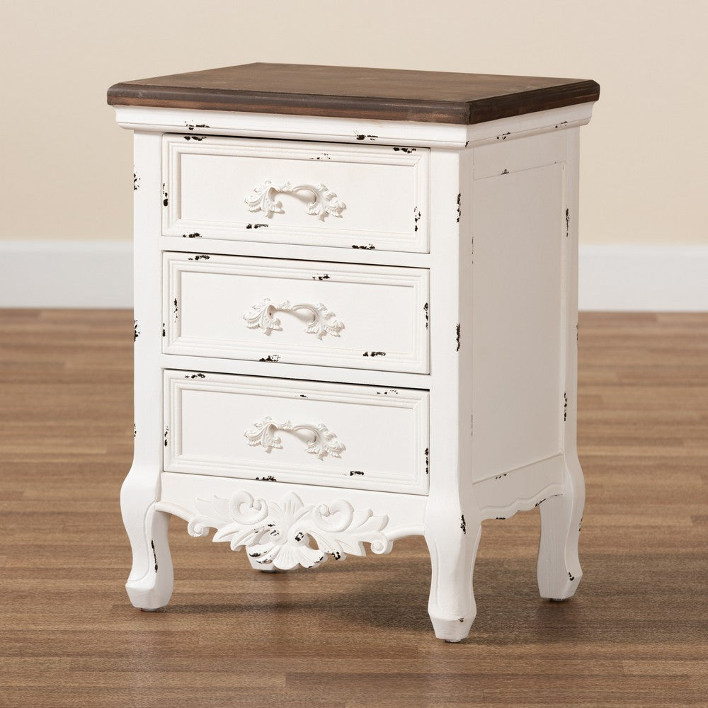 Baxton Studio - Levron End Table in Walnut Brown/Antique white - JY20B090-Antique White-ET view 9