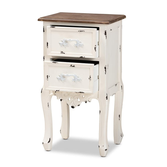Baxton Studio - Levron End Table in Walnut Brown/Antique white - JY20B091-Antique White-ET view 2