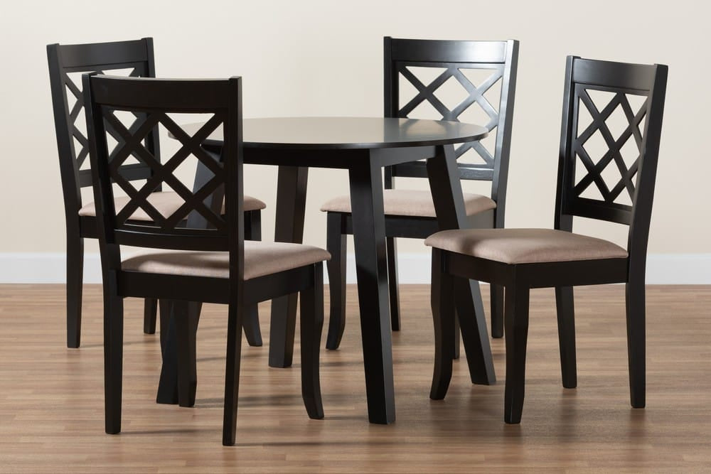 Baxton Studio - Lexi Dining Set in Beige/Dark Brown - Lexi-Sand/Dark Brown-5PC Dining Set view 9