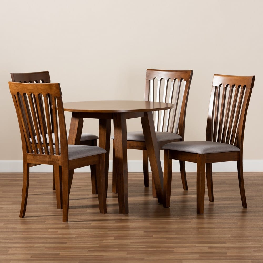 Baxton Studio - Lida Dining Set in Grey/walnut brown - Lida-Grey/Walnut-5PC Dining Set view 8