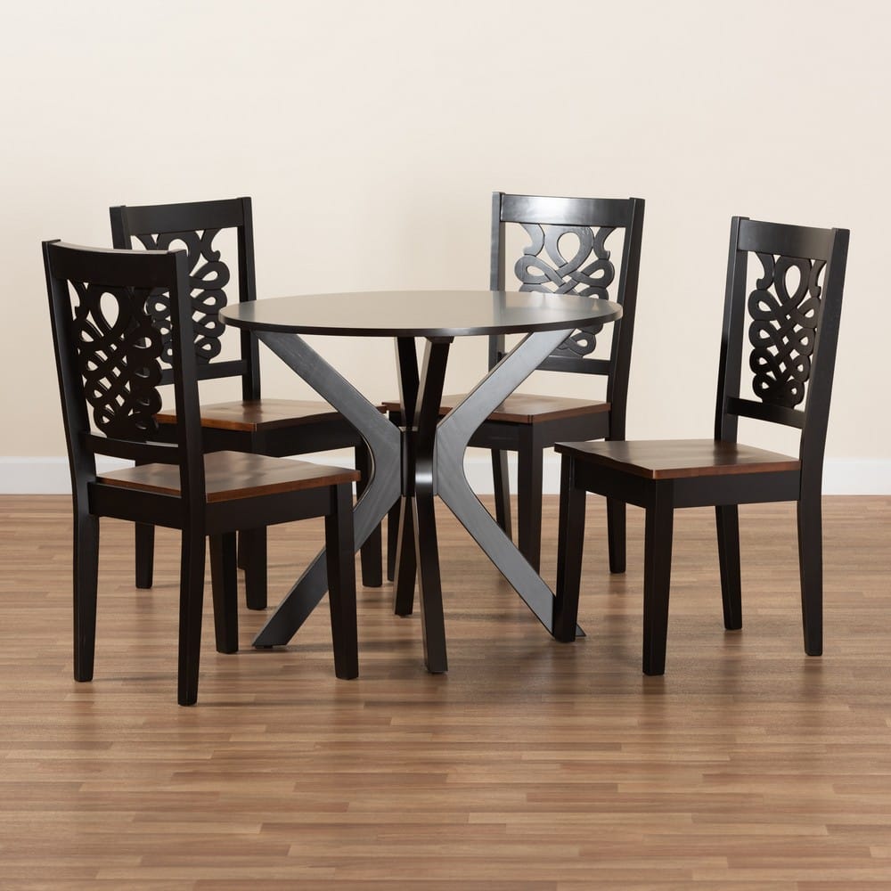 Baxton Studio - Liese Dining Set in Dark Brown/Walnut Brown - Liese-Dark Brown/Walnut-5PC Dining Set view 8