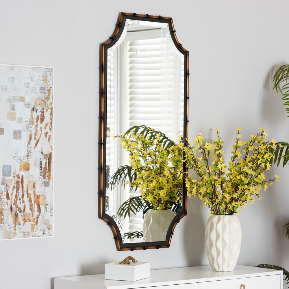 Baxton Studio - Lieven Mirror in Light Brown/Black - RXW-10798 view 3