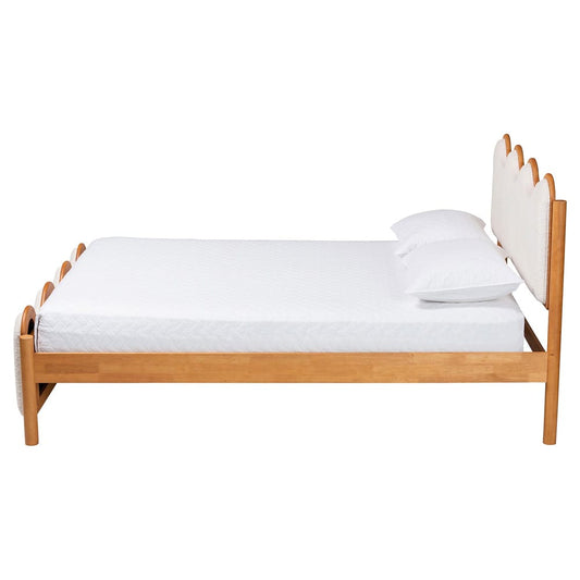 Baxton Studio - Lilia Queen Size Bed in Cream/Oak Brown - MG0236-Cream-Queen view 2