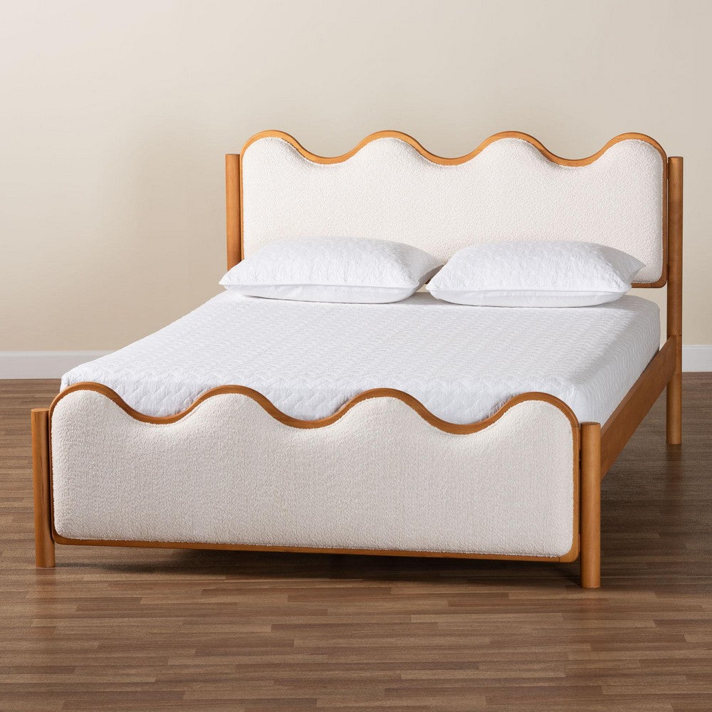 Baxton Studio - Lilia Queen Size Bed in Cream/Oak Brown - MG0236-Cream-Queen view 8