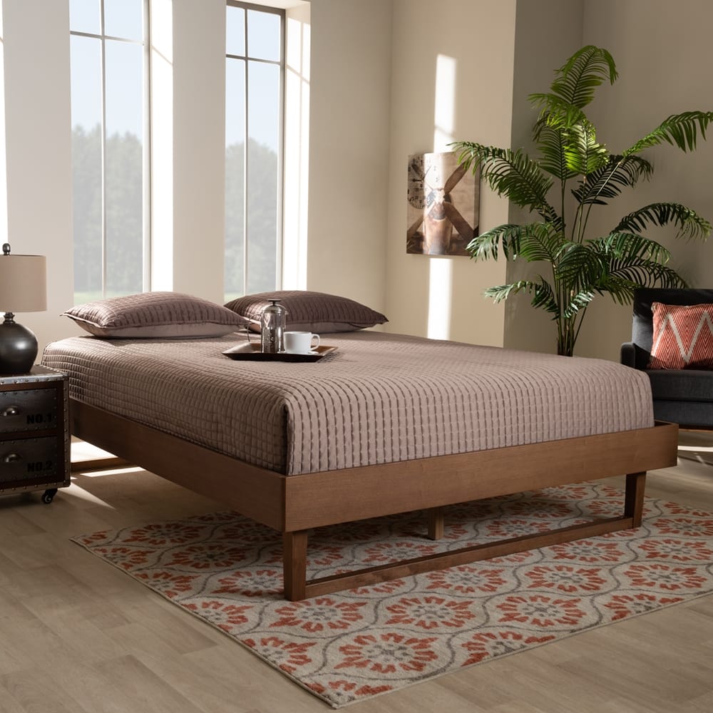 Baxton Studio - Liliya Full Size Bed Frame in Ash Walnut - MG97043-Ash Walnut-Bed Frame-Full view 6