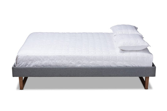 Baxton Studio - Liliya Full Size Bed Frame - MG97043-1-Dark Grey/Ash Walnut-Bed Frame-Full view 2