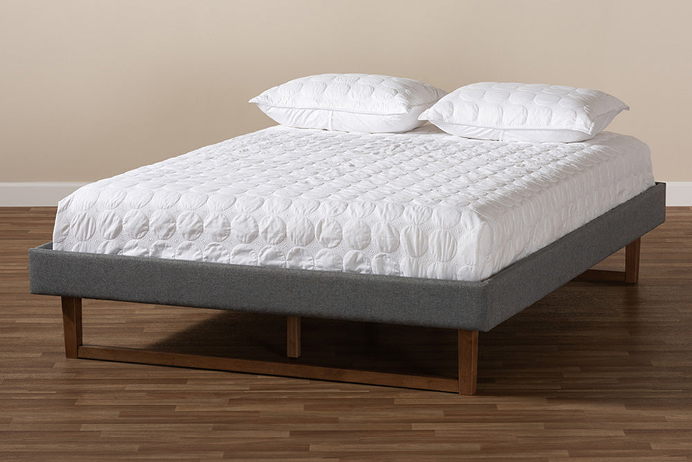 Baxton Studio - Liliya Full Size Bed Frame - MG97043-1-Dark Grey/Ash Walnut-Bed Frame-Full view 6