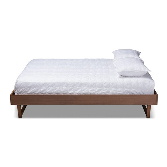 Baxton Studio - Liliya Queen Size Bed Frame in Ash Walnut - MG97043-Ash Walnut-Bed Frame-Queen view 2