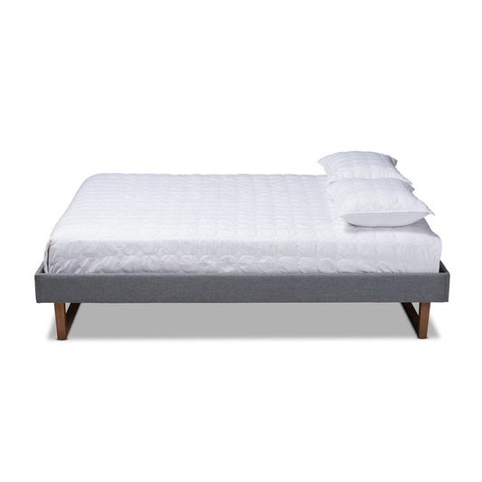 Baxton Studio - Liliya Queen Size Bed Frame in Dark Gray/Walnut - MG97043-1-Dark Grey/Ash Walnut-Bed Frame-Queen view 2