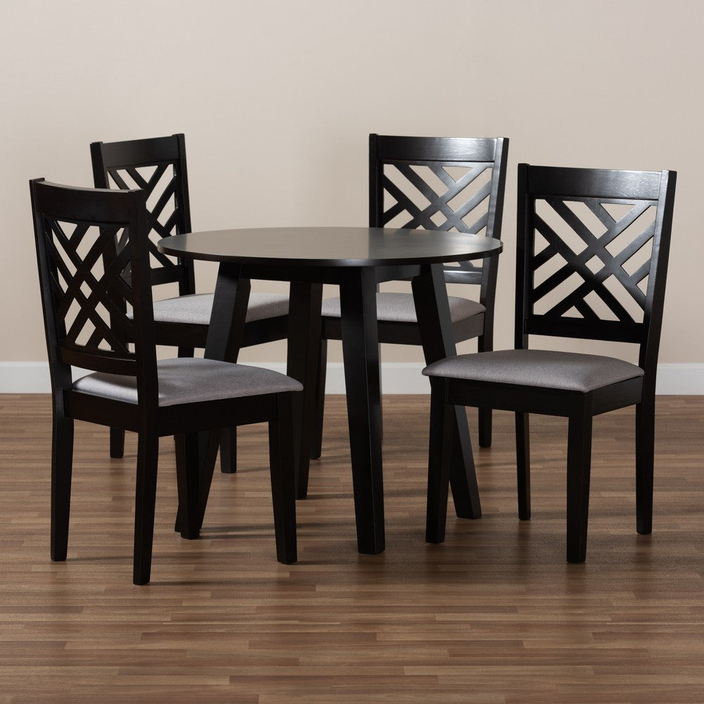 Baxton Studio - Lilly Dining Set in Grey/Dark Brown - Lilly-Grey/Dark Brown-5PC Dining Set view 8