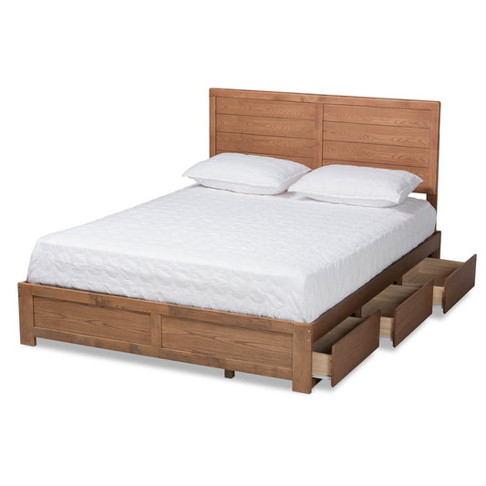 Baxton Studio - Lisa Full Size Bed in Ash walnut - Lisa-Ash Walnut-Full view 2