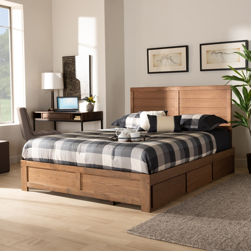 Baxton Studio - Lisa Queen Size Bed in Ash walnut - Lisa-Ash Walnut-Queen view 10