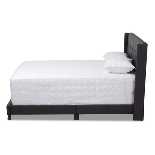 Baxton Studio - Lisette Queen Size Bed in Charcoal Grey - CF8031B-Charcoal-Queen view 2
