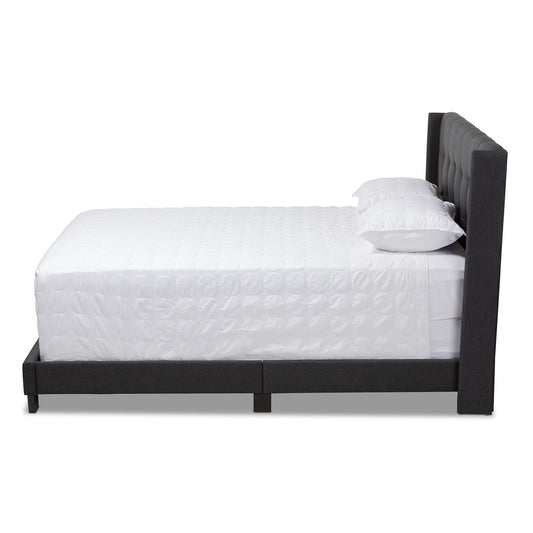Baxton Studio - Lisette Queen Size Bed in Charcoal Grey - CF8031B-Charcoal-Queen view 2