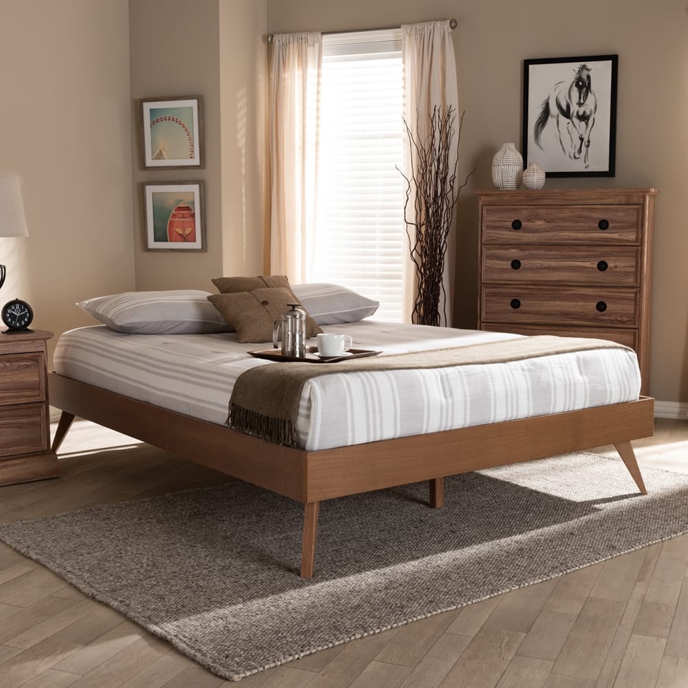 Baxton Studio - Lissette King Size Bed Frame in Ash Walnut - MG9704-Ash Walnut-Bed Frame-King view 6