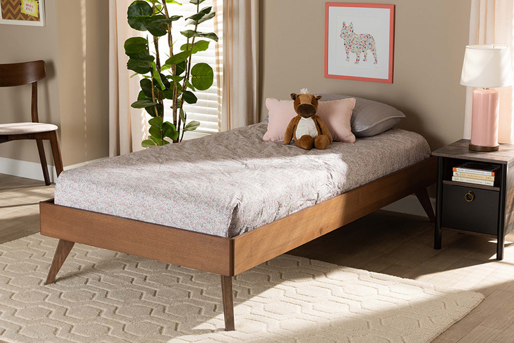 Baxton Studio - Lissette Twin Size Bed Frame in Ash Walnut - MG9704-Ash Walnut-Bed Frame-Twin view 6