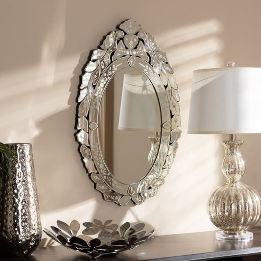 Baxton Studio - Livia Mirror in Antique Silver - RXW-6162-1 view 2