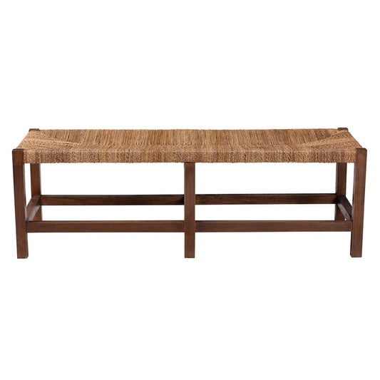 Baxton Studio - Liza Bench in Natural Seagrass/Light Brown - LIZZA-Wooden-Bench view 2