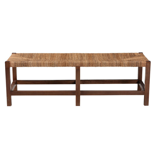 Baxton Studio - Liza Bench in Natural Seagrass/Light Brown - LIZZA-Wooden-Bench view 2