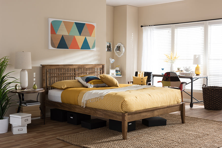 Baxton Studio - Loafey Queen Size Bed in "Walnut" Brown - SW8028-Walnut-M17-Queen view 5
