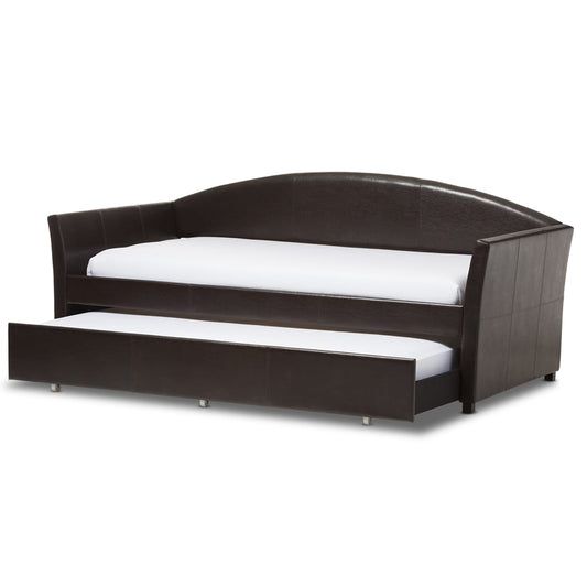 Baxton Studio - London Daybed in Brown - London-Brown-Daybed view 2