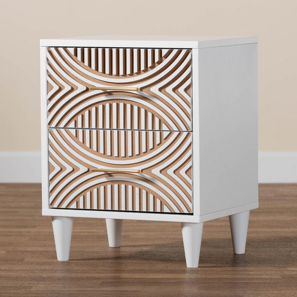 Baxton Studio - Louetta Nightstand in White/Natural Brown - SW8000-63NS2D-2DW-White-Nightstand view 8