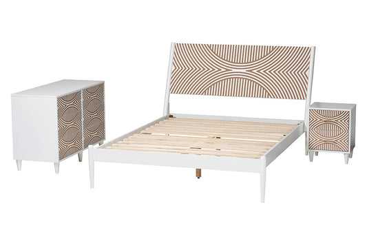 Baxton Studio - Louetta Queen Bedroom Set - SW8591-White-3PC Queen Bedroom Set view 2