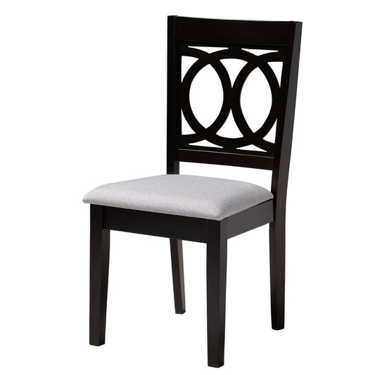 Baxton Studio - Louisa Dining Set in Grey/Dark Brown - Louisa-Grey/Dark Brown-5PC Dining Set view 2