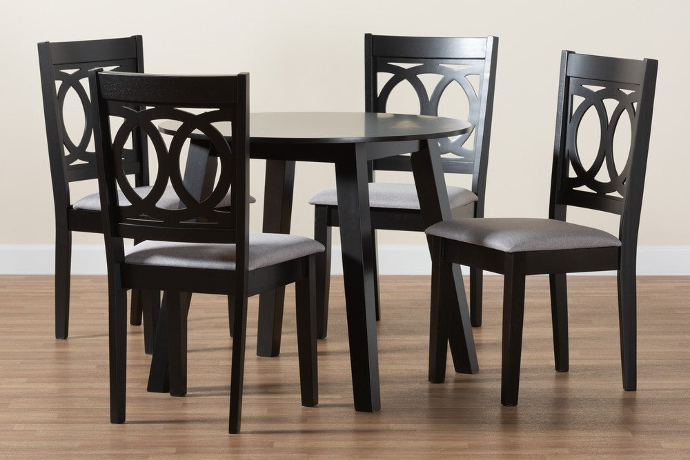 Baxton Studio - Louisa Dining Set in Grey/Dark Brown - Louisa-Grey/Dark Brown-5PC Dining Set view 9
