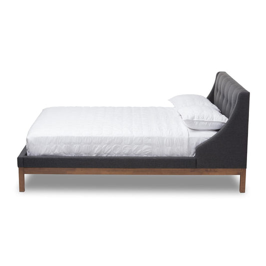 Baxton Studio - Louvain Full Size Bed in Dark Grey - BBT6696-Dark Grey-Full view 2
