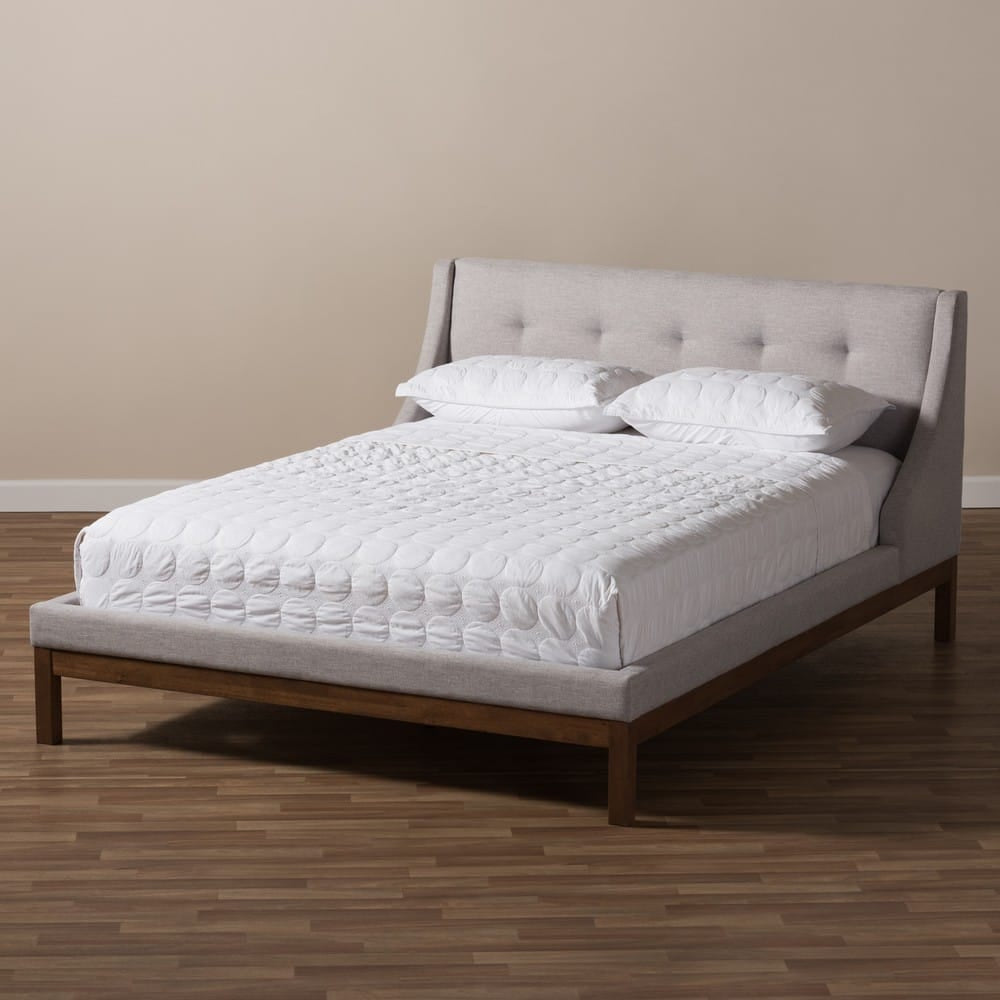 Baxton Studio - Louvain Full Size Bed in Greyish Beige - BBT6696-Greyish Beige-Full view 7