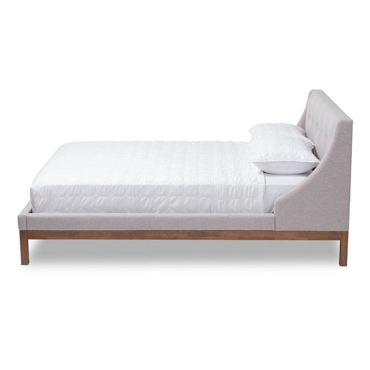Baxton Studio - Louvain Queen Size Bed in Greyish Beige - BBT6696-Greyish Beige-Queen view 2