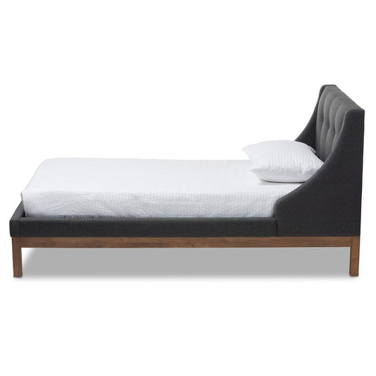 Baxton Studio - Louvain Twin Size Bed in Dark Grey - BBT6696-Dark Grey-Twin view 2