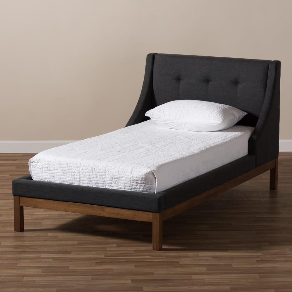 Baxton Studio - Louvain Twin Size Bed in Dark Grey - BBT6696-Dark Grey-Twin view 7