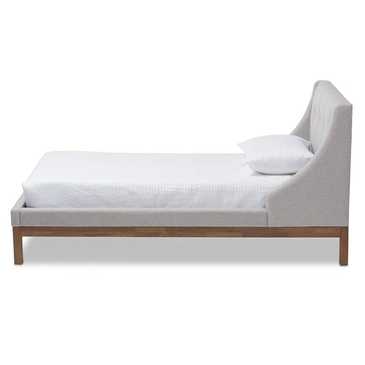 Baxton Studio - Louvain Twin Size Bed in Greyish Beige - BBT6696-Greyish Beige-Twin view 2