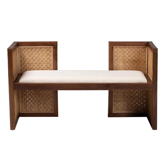Baxton Studio - Lovina Bench in Light Honey/Light Brown - Lovina-Light Honey/Light Brown Rattan-Bench view 2