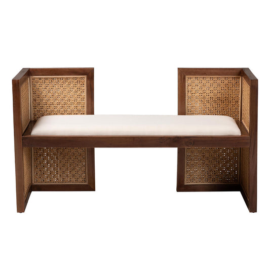 Baxton Studio - Lovina Bench in Light Honey/Light Brown - Lovina-Light Honey/Light Brown Rattan-Bench view 2