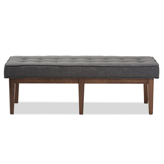 Baxton Studio - Lucca Bench in Dark Grey/"Walnut" Brown - WM1623-BE-Dark Grey/Walnut view 2