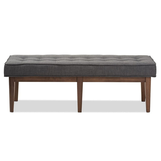 Baxton Studio - Lucca Bench in Dark Grey/"Walnut" Brown - WM1623-BE-Dark Grey/Walnut view 2
