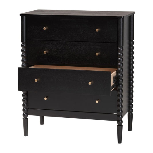 Baxton Studio - Lucera Chest in Black - MG9011-Black-4DW-Chest view 2
