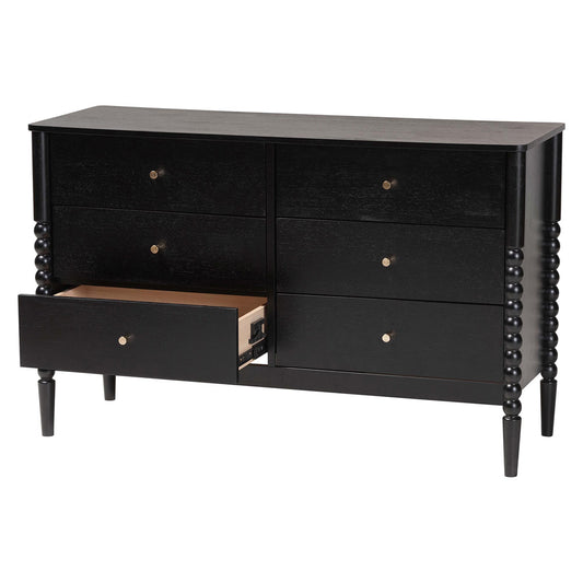 Baxton Studio - Lucera Dresser in Black - MG9011-Black-6DW-Dresser view 2