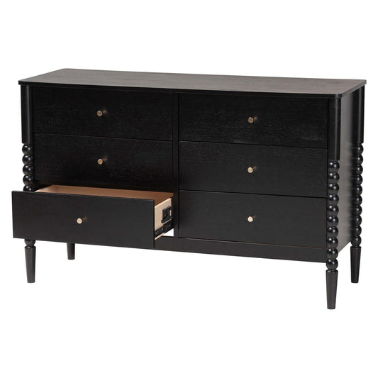 Baxton Studio - Lucera Dresser in Black - MG9011-Black-6DW-Dresser view 2