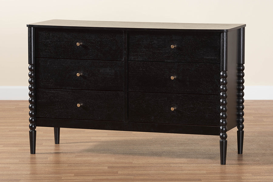 Baxton Studio - Lucera Dresser in Black - MG9011-Black-6DW-Dresser view 10